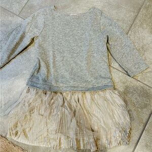 J.Crew Crewcuts Gray Long Sleeve girl’s holiday Dress with shimmery gold size 6